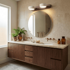 Travertine Duo Wall Light — Natural Stone & Wood Wall Sconce for Bedroom