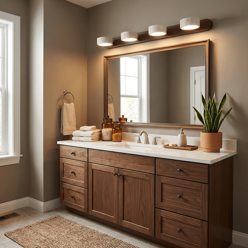 Travertine Duo Wall Light — Natural Stone & Wood Wall Sconce for Bedroom