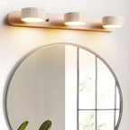 Travertine Duo Wall Light — Natural Stone & Wood Wall Sconce for Bedroom