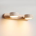 Travertine Duo Wall Light — Natural Stone & Wood Wall Sconce for Bedroom