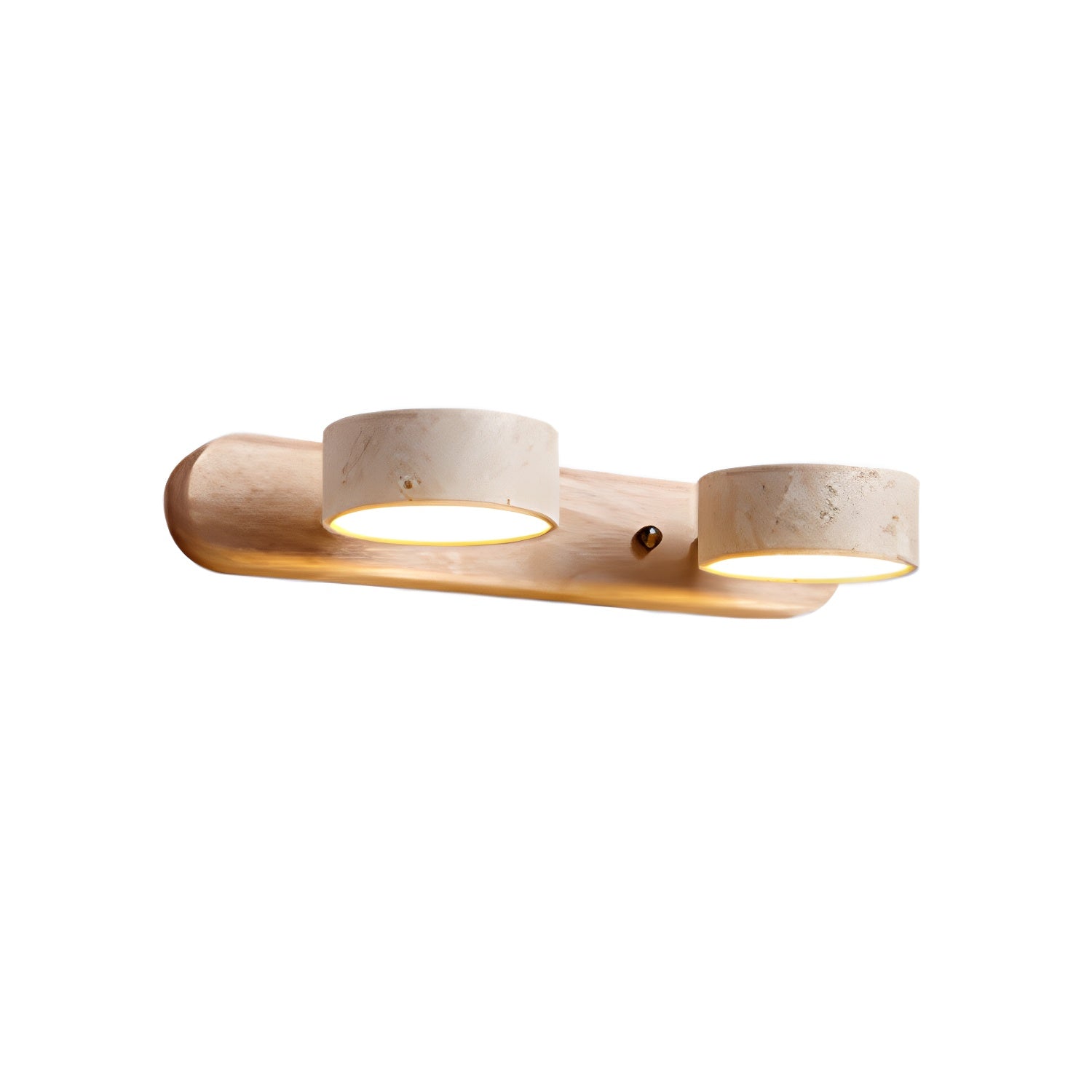 Travertine Duo Wall Light — Natural Stone & Wood Wall Sconce for Bedroom