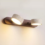 Travertine Duo Wall Light — Natural Stone & Wood Wall Sconce for Bedroom