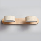 Travertine Duo Wall Light — Natural Stone & Wood Wall Sconce for Bedroom