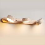 Travertine Duo Wall Light — Natural Stone & Wood Wall Sconce for Bedroom