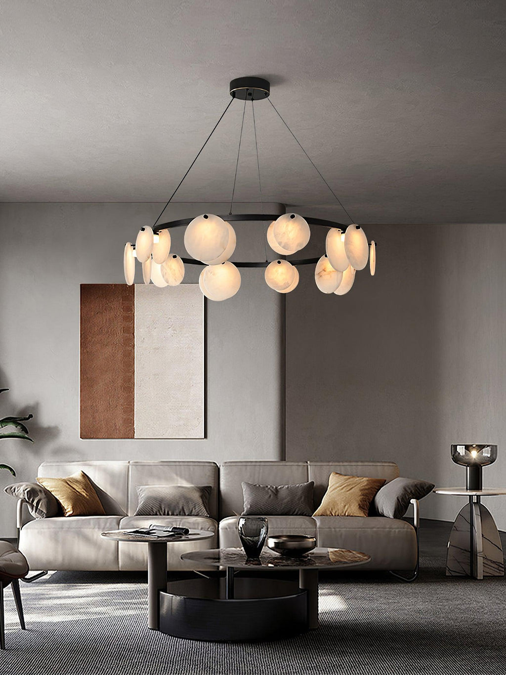 Trinidad Alabaster Chandelier — Gypsum Alabaster Ceiling Light for Living Room