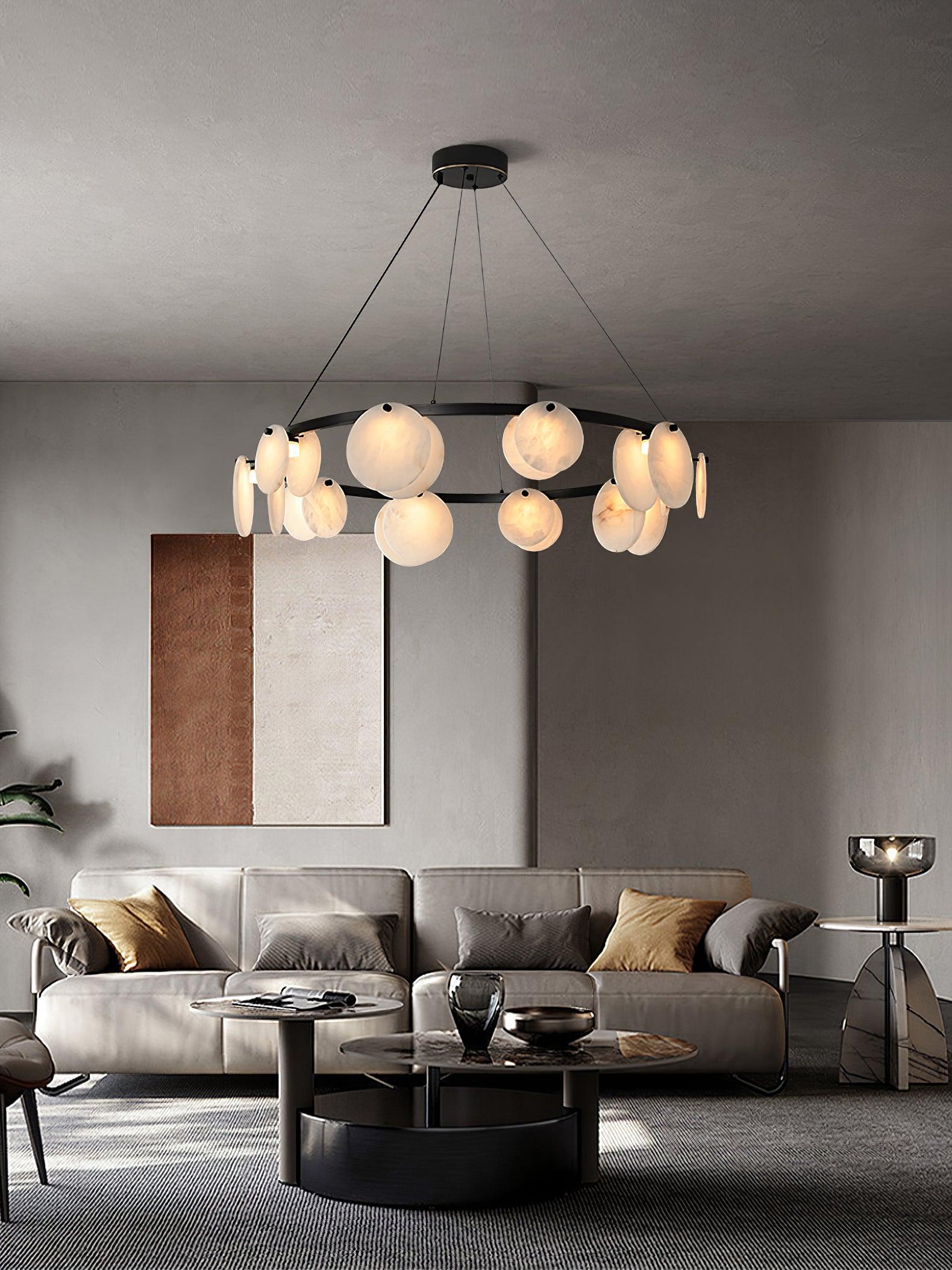 Trinidad Alabaster Chandelier — Gypsum Alabaster Ceiling Light for Living Room