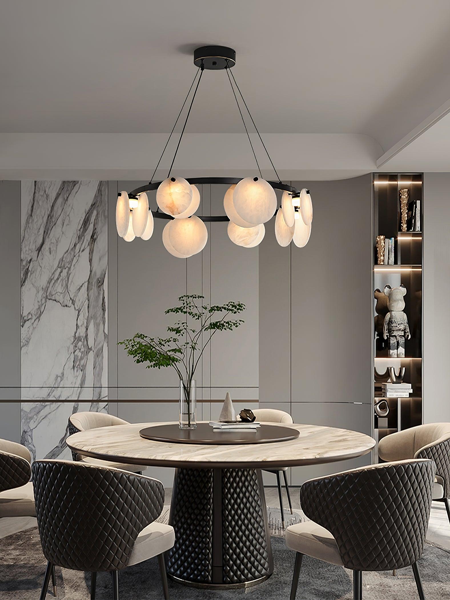 Trinidad Alabaster Chandelier — Gypsum Alabaster Ceiling Light for Living Room
