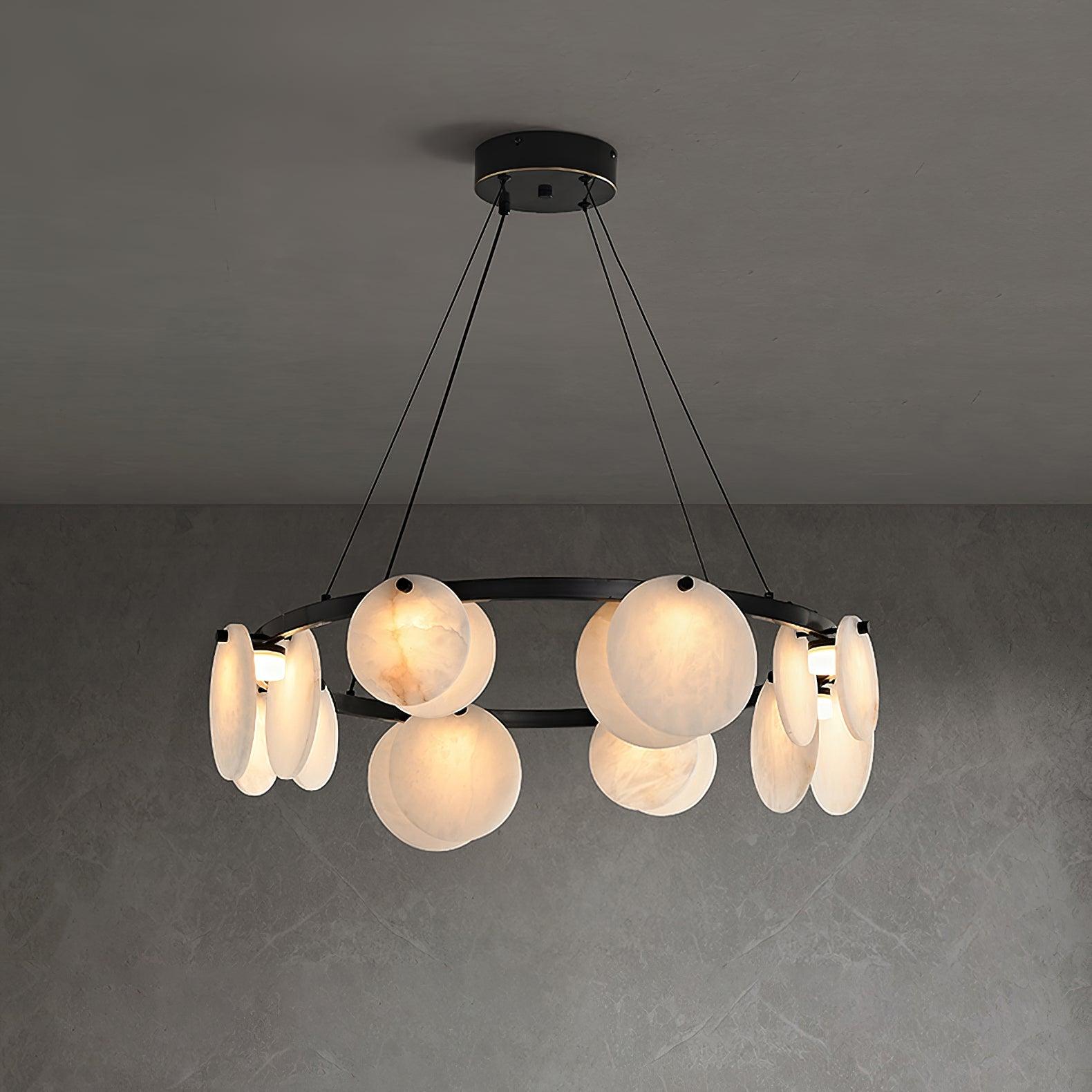 Trinidad Alabaster Chandelier — Gypsum Alabaster Ceiling Light for Living Room