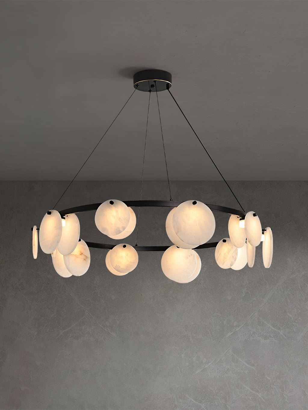 Trinidad Alabaster Chandelier — Gypsum Alabaster Ceiling Light for Living Room