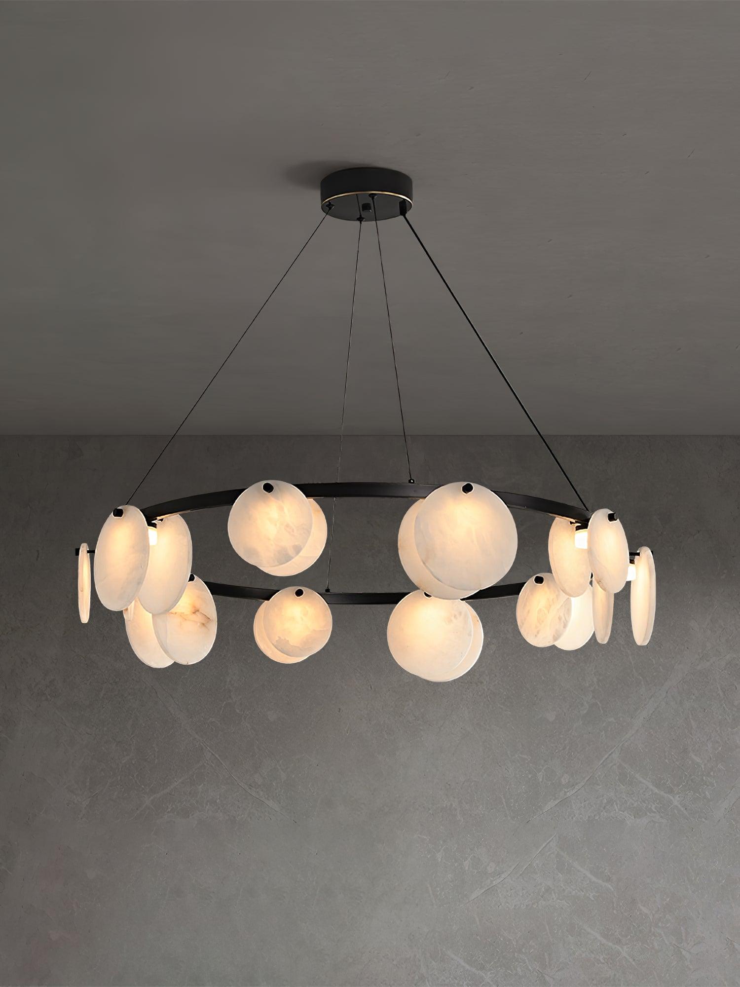 Trinidad Alabaster Chandelier — Gypsum Alabaster Ceiling Light for Living Room