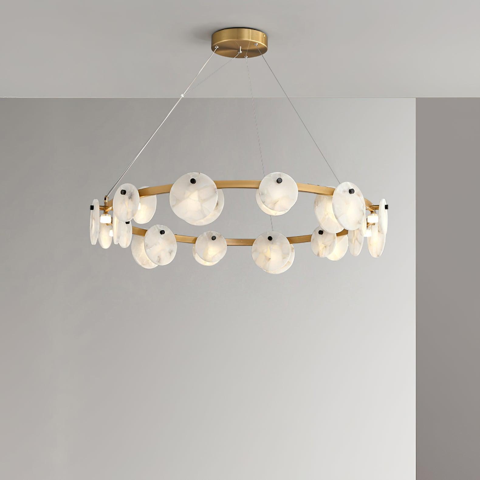 Trinidad Alabaster Chandelier — Gypsum Alabaster Ceiling Light for Living Room