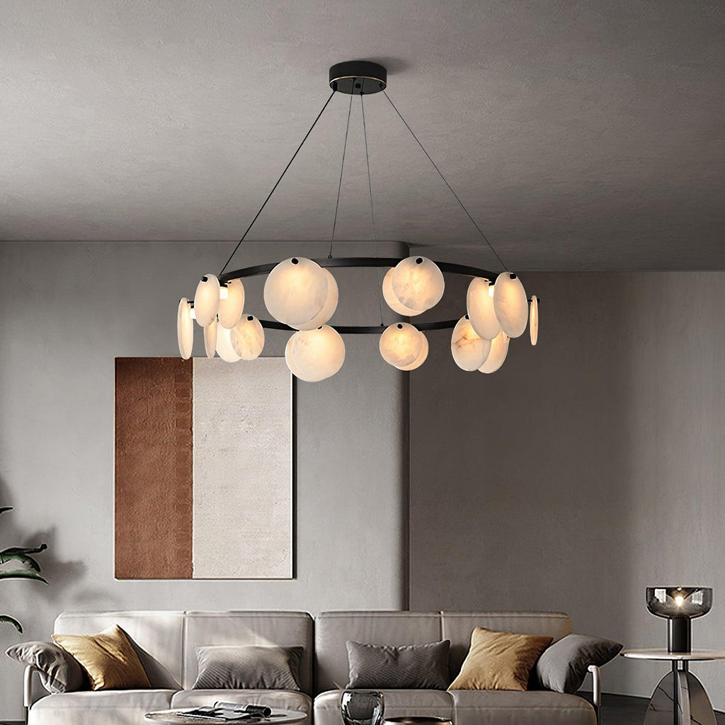 Trinidad Alabaster Chandelier — Gypsum Alabaster Ceiling Light for Living Room