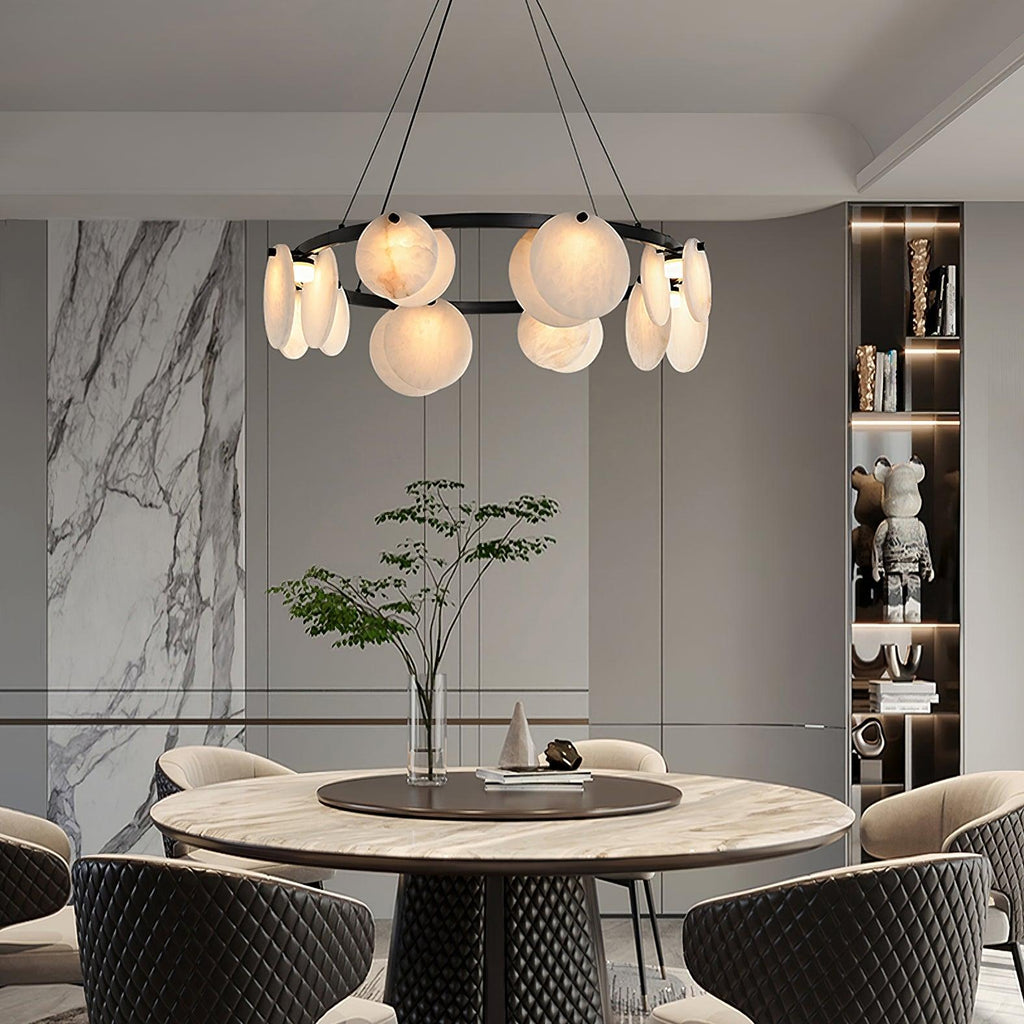 Trinidad Alabaster Chandelier — Gypsum Alabaster Ceiling Light for Living Room