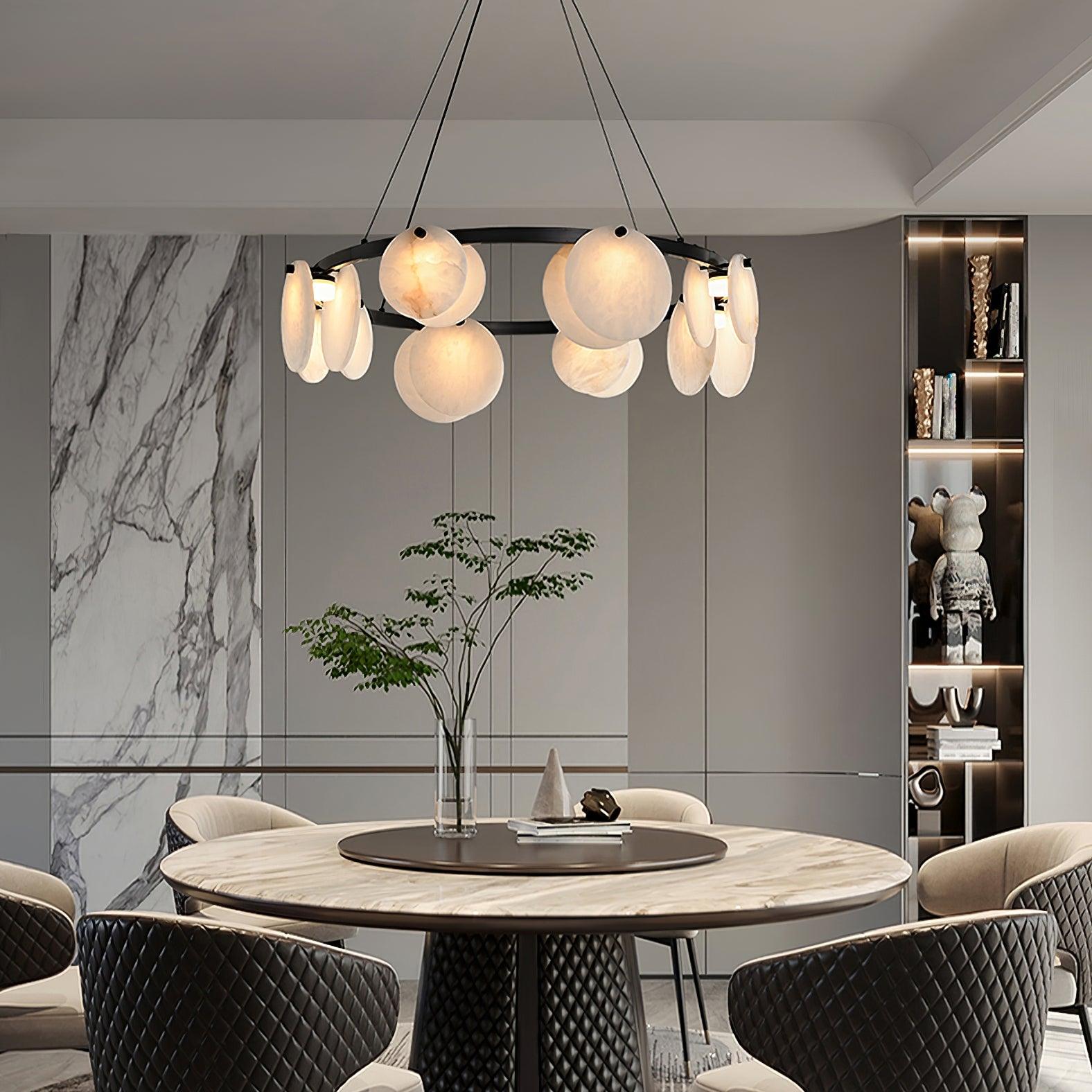 Trinidad Alabaster Chandelier — Gypsum Alabaster Ceiling Light for Living Room
