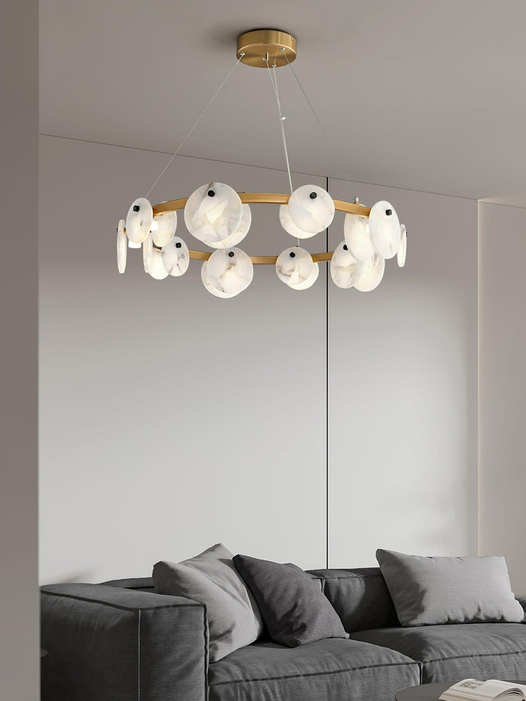 Trinidad Alabaster Chandelier — Gypsum Alabaster Ceiling Light for Living Room