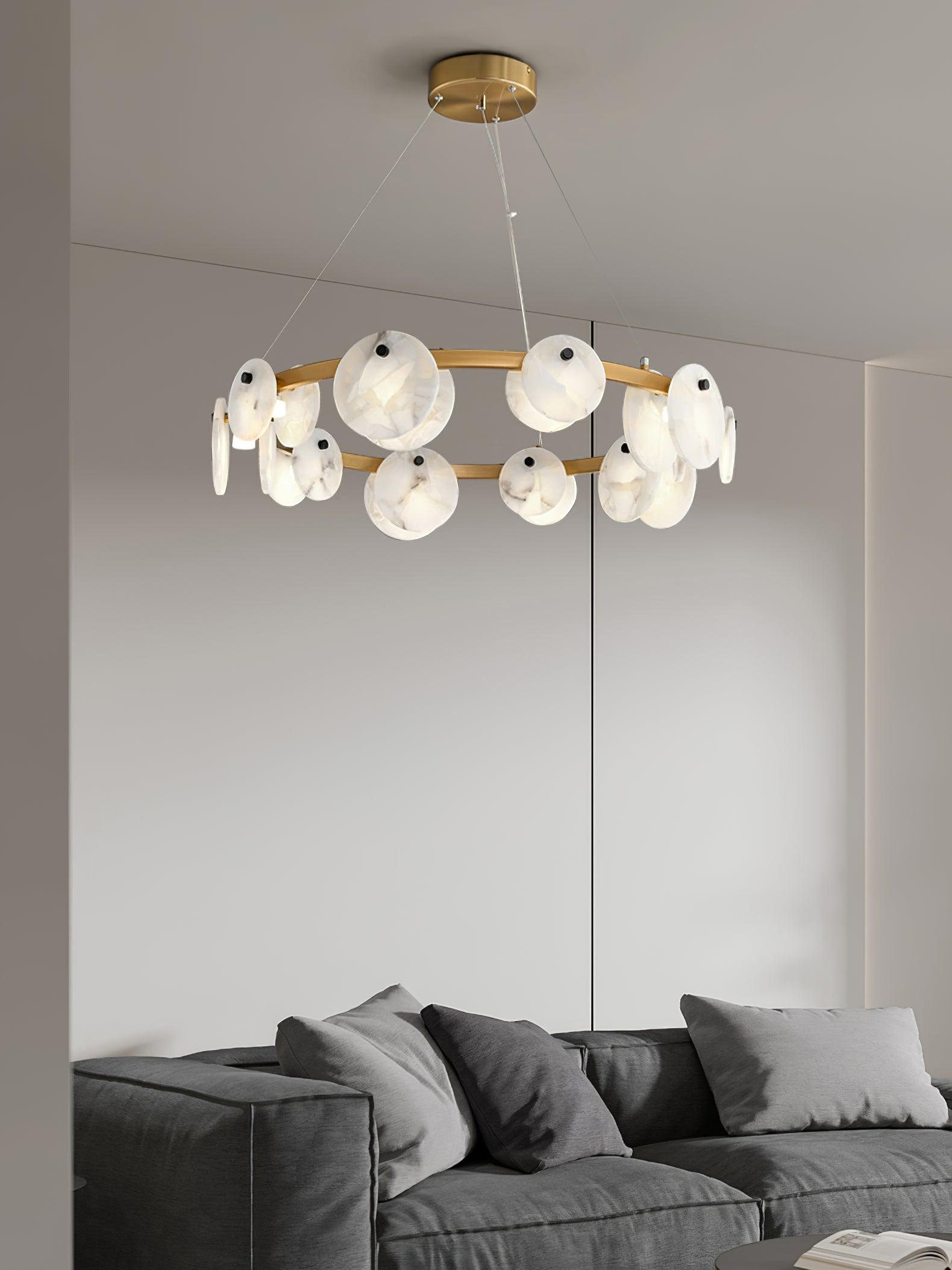 Trinidad Alabaster Chandelier — Gypsum Alabaster Ceiling Light for Living Room