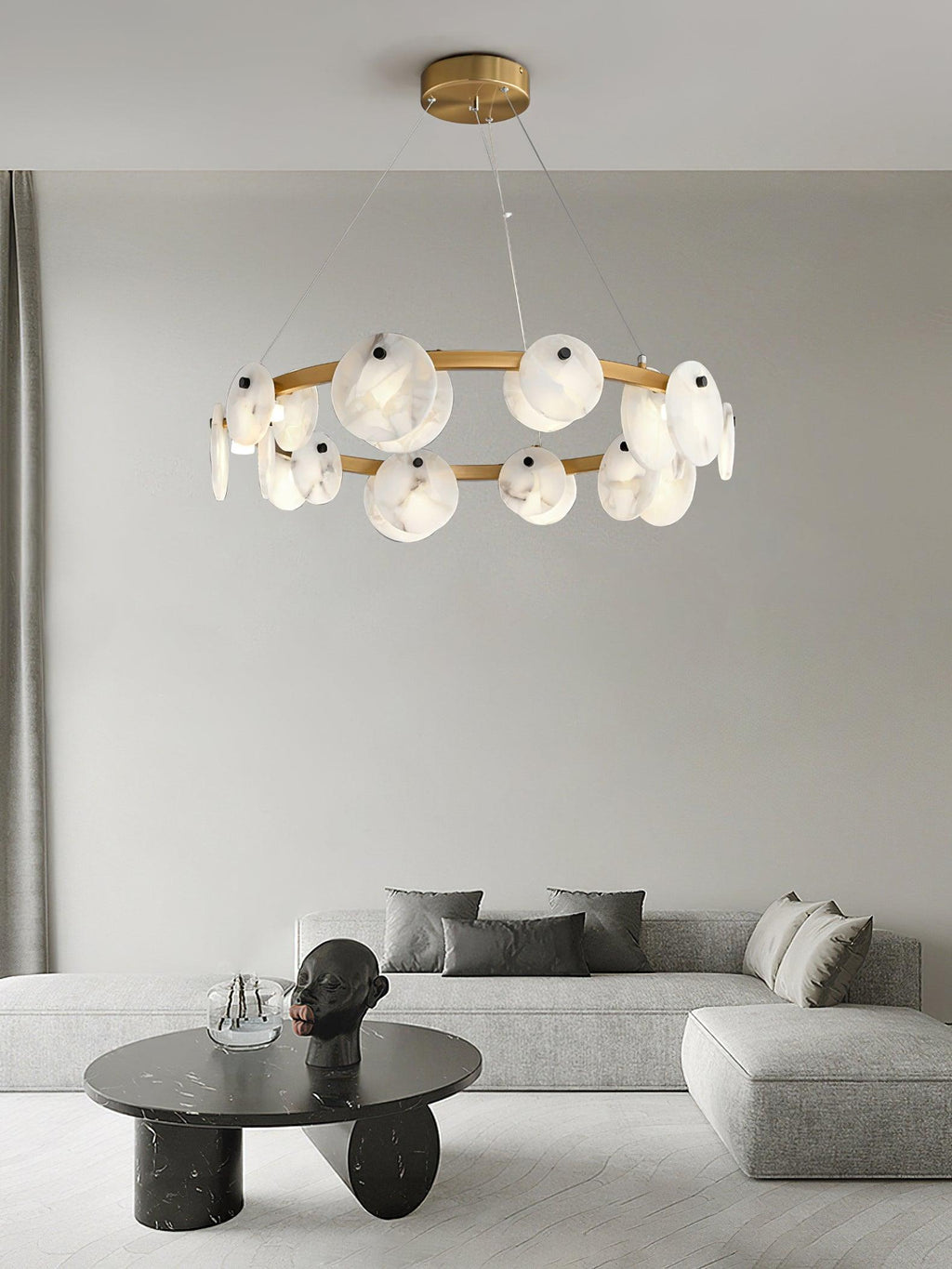 Trinidad Alabaster Chandelier — Gypsum Alabaster Ceiling Light for Living Room
