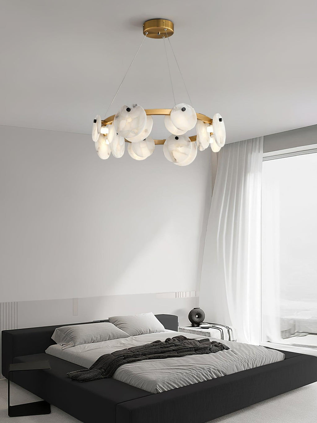 Trinidad Alabaster Chandelier — Gypsum Alabaster Ceiling Light for Living Room