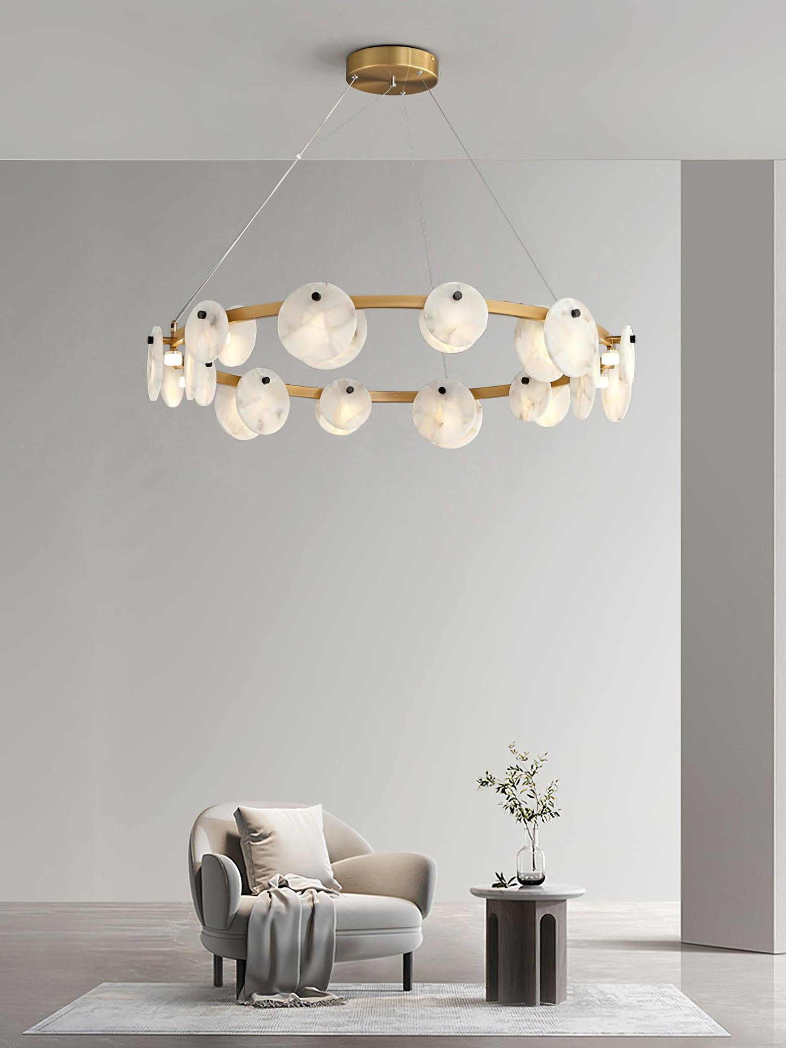 Trinidad Alabaster Chandelier — Gypsum Alabaster Ceiling Light for Living Room