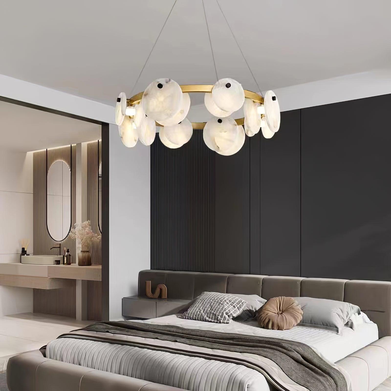 Trinidad Alabaster Chandelier — Gypsum Alabaster Ceiling Light for Living Room