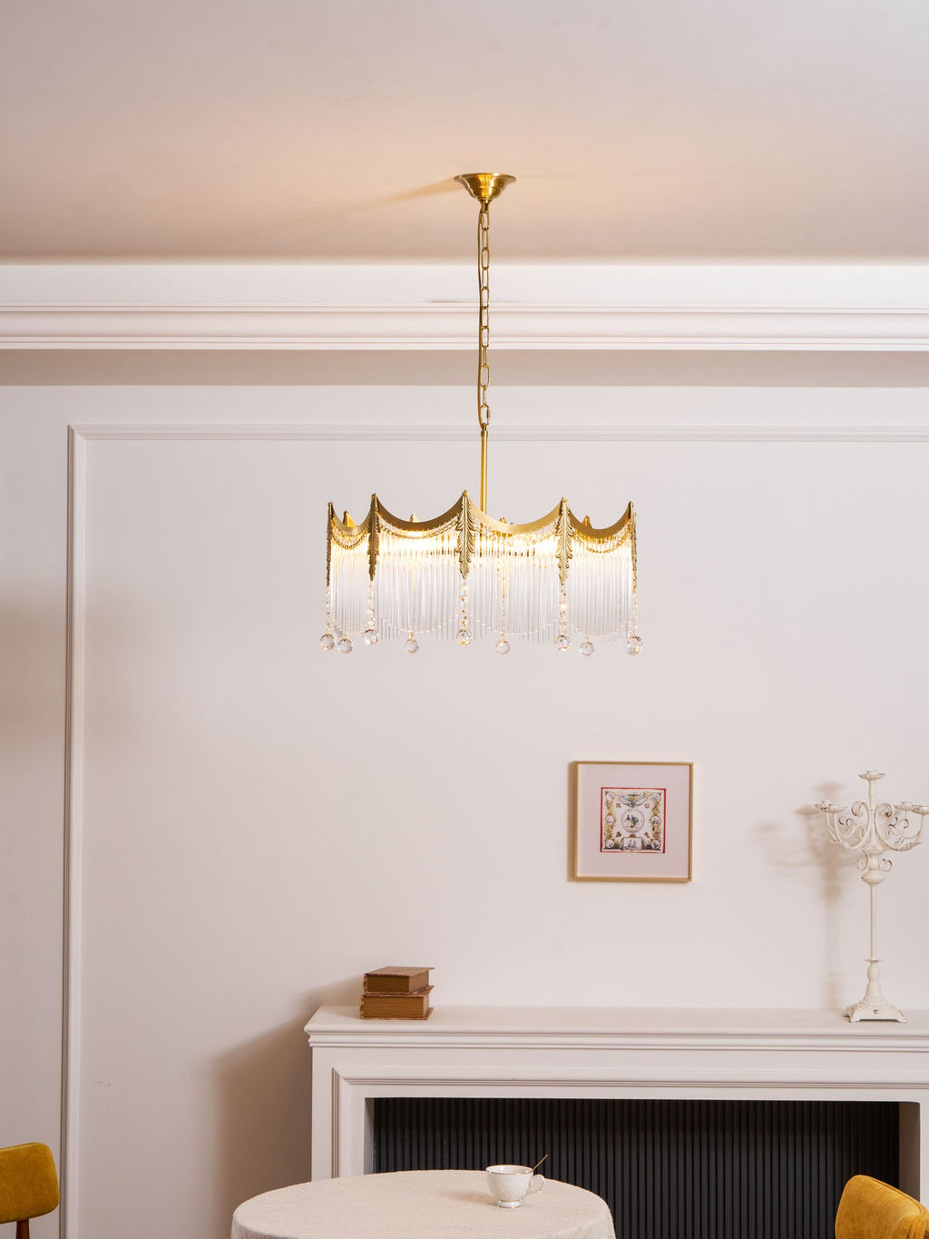 Vacarro Chandelier — Boho Brass & Glass Tiered Ceiling Light for Dining Room