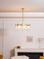 Vacarro Chandelier — Boho Brass & Glass Tiered Ceiling Light for Dining Room