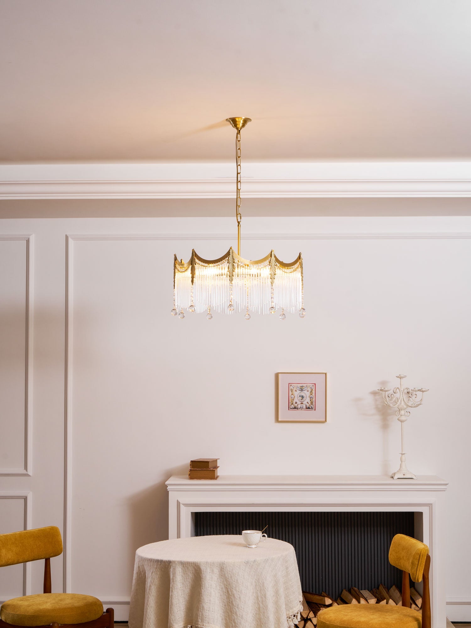 Vacarro Chandelier — Boho Brass & Glass Tiered Ceiling Light for Dining Room