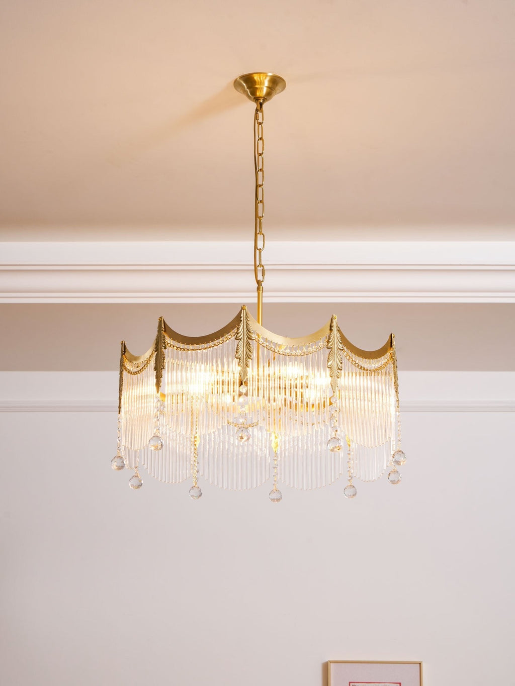 Vacarro Chandelier — Boho Brass & Glass Tiered Ceiling Light for Dining Room