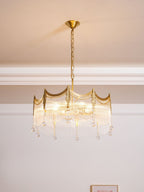 Vacarro Chandelier — Boho Brass & Glass Tiered Ceiling Light for Dining Room