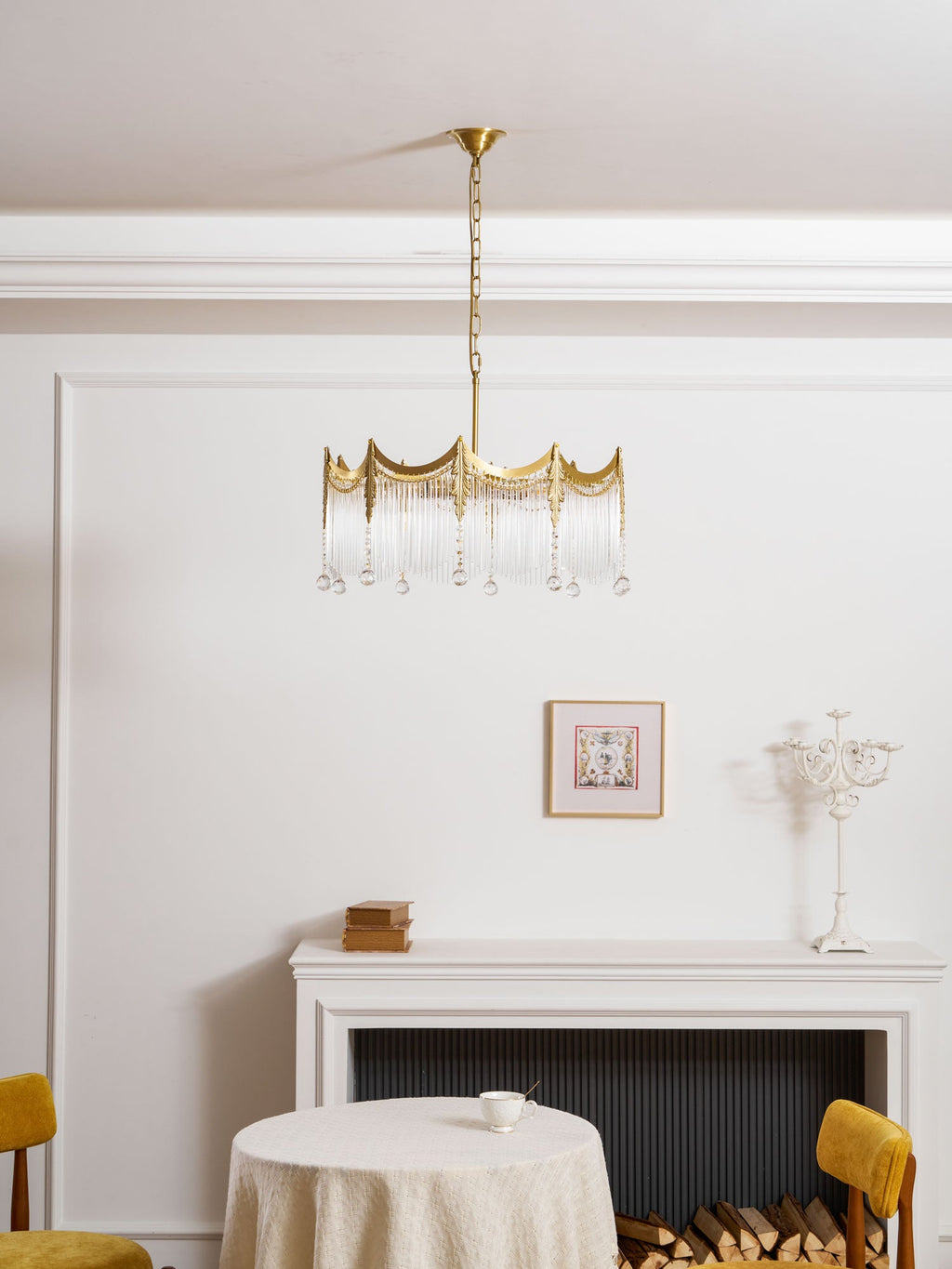 Vacarro Chandelier — Boho Brass & Glass Tiered Ceiling Light for Dining Room