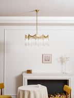 Vacarro Chandelier — Boho Brass & Glass Tiered Ceiling Light for Dining Room
