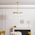Vacarro Chandelier — Boho Brass & Glass Tiered Ceiling Light for Dining Room