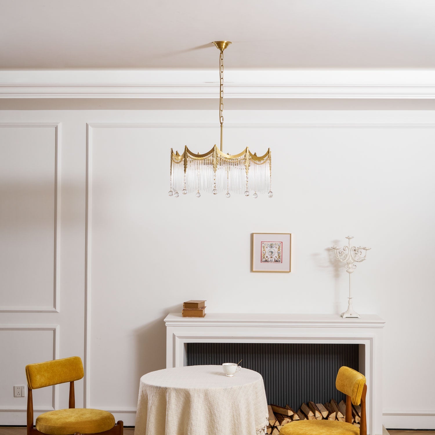 Vacarro Chandelier — Boho Brass & Glass Tiered Ceiling Light for Dining Room