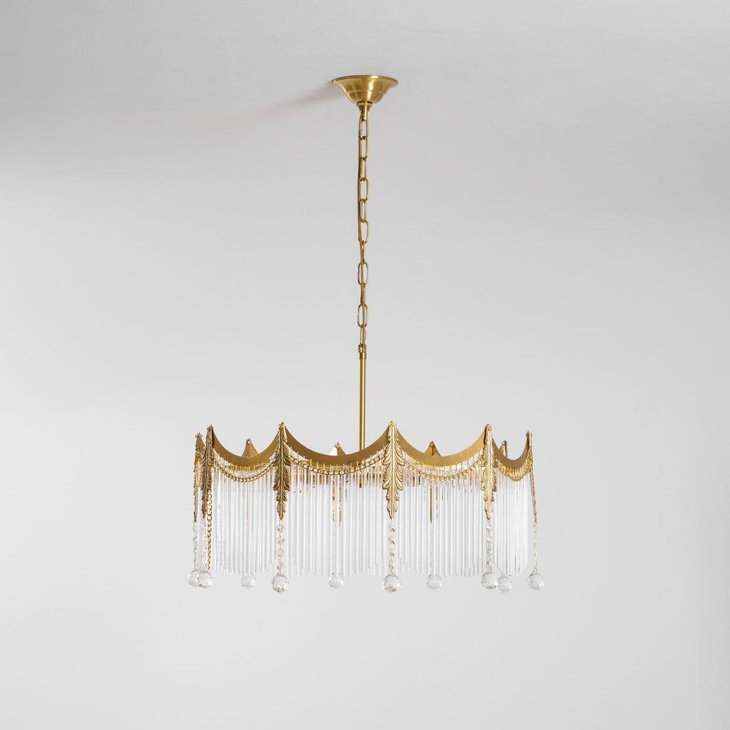 Vacarro Chandelier — Boho Brass & Glass Tiered Ceiling Light for Dining Room