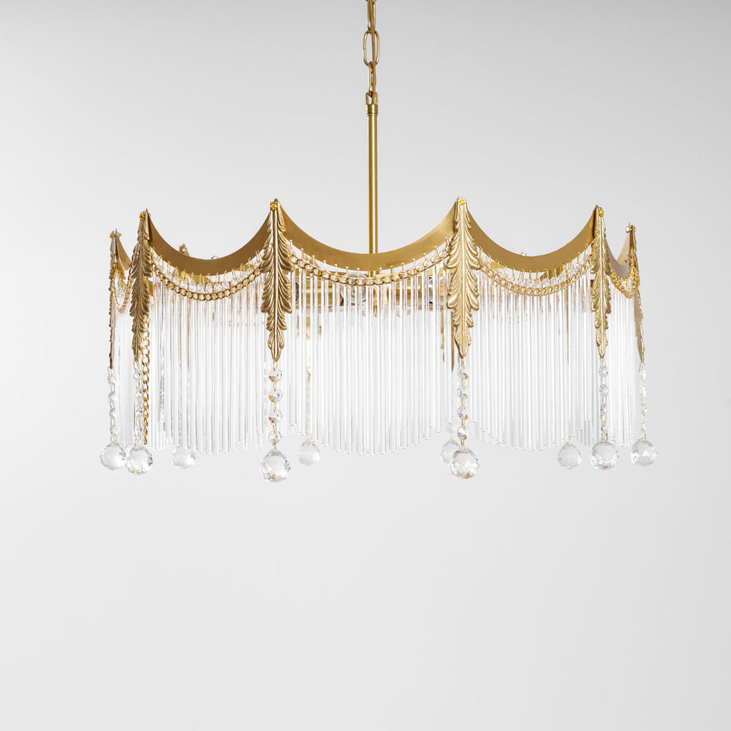 Vacarro Chandelier — Boho Brass & Glass Tiered Ceiling Light for Dining Room