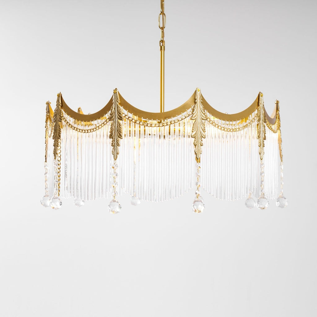 Vacarro Chandelier — Boho Brass & Glass Tiered Ceiling Light for Dining Room