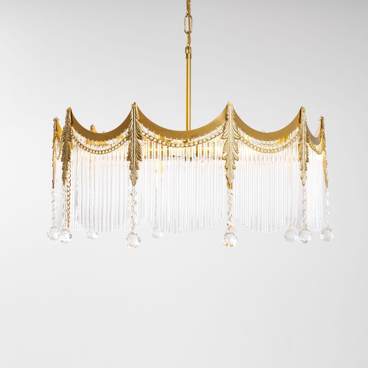 Vacarro Chandelier — Boho Brass & Glass Tiered Ceiling Light for Dining Room