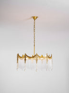 Vacarro Chandelier — Boho Brass & Glass Tiered Ceiling Light for Dining Room