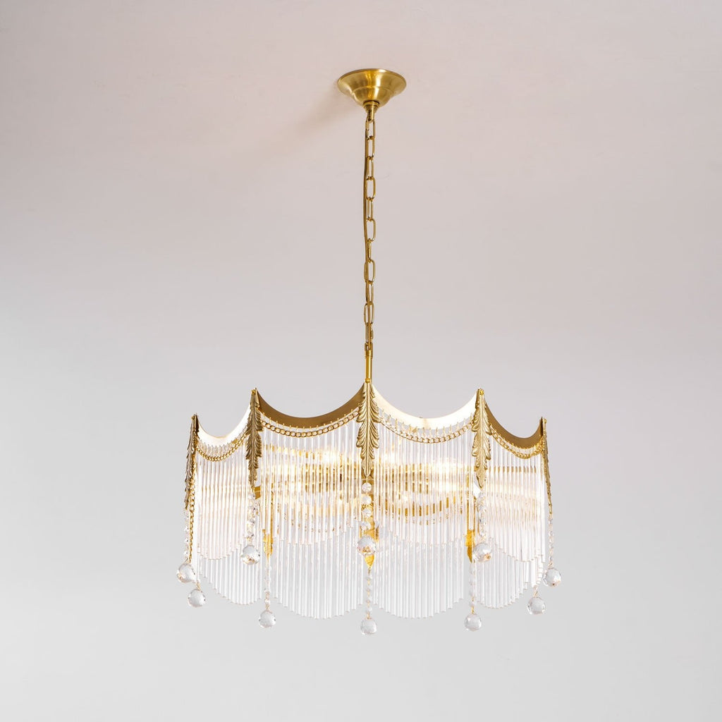 Vacarro Chandelier — Boho Brass & Glass Tiered Ceiling Light for Dining Room