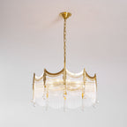 Vacarro Chandelier — Boho Brass & Glass Tiered Ceiling Light for Dining Room