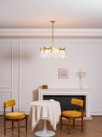 Vacarro Chandelier — Boho Brass & Glass Tiered Ceiling Light for Dining Room
