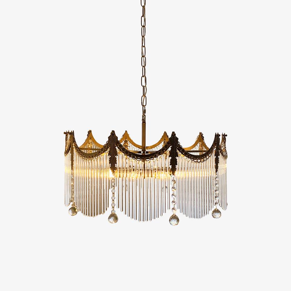 Vacarro Chandelier — Boho Brass & Glass Tiered Ceiling Light for Dining Room