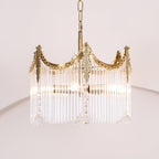 Vacarro Chandelier — Boho Brass & Glass Tiered Ceiling Light for Dining Room