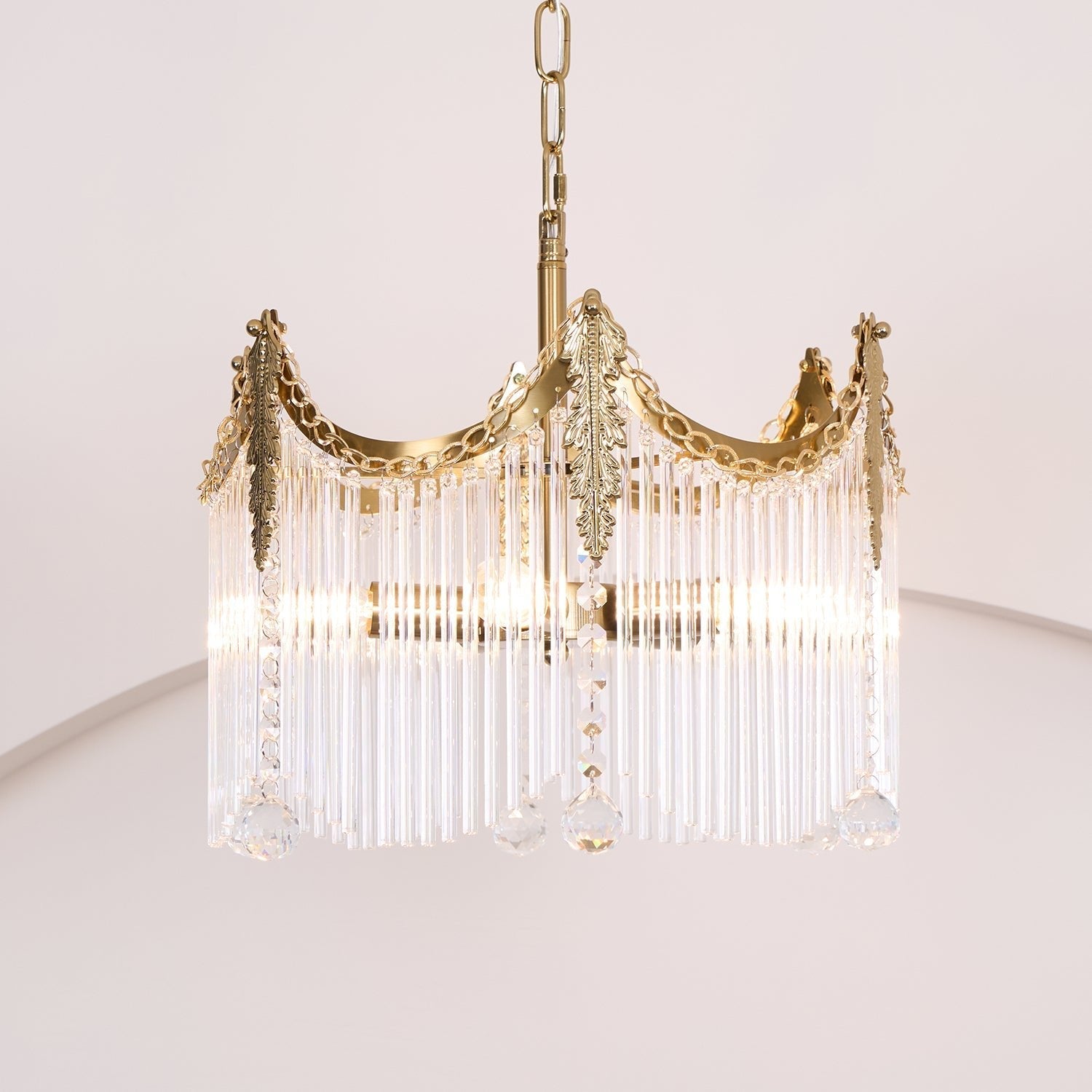 Vacarro Chandelier — Boho Brass & Glass Tiered Ceiling Light for Dining Room