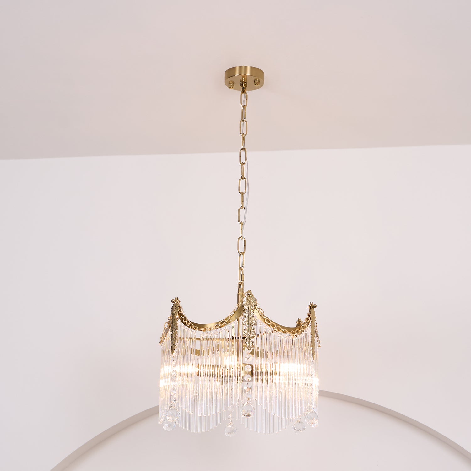 Vacarro Chandelier — Boho Brass & Glass Tiered Ceiling Light for Dining Room