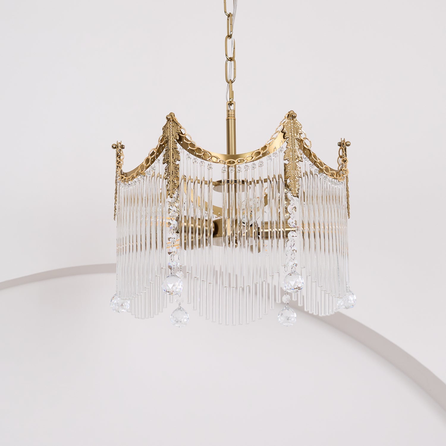 Vacarro Chandelier — Boho Brass & Glass Tiered Ceiling Light for Dining Room