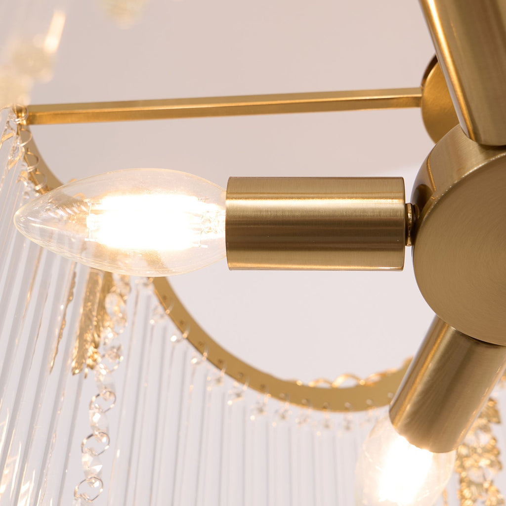 Vacarro Chandelier — Boho Brass & Glass Tiered Ceiling Light for Dining Room