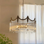Vacarro Chandelier — Boho Brass & Glass Tiered Ceiling Light for Dining Room