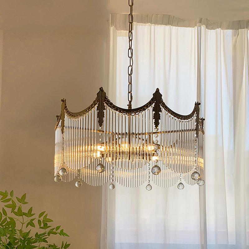Vacarro Chandelier — Boho Brass & Glass Tiered Ceiling Light for Dining Room