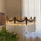 Vacarro Chandelier — Boho Brass & Glass Tiered Ceiling Light for Dining Room